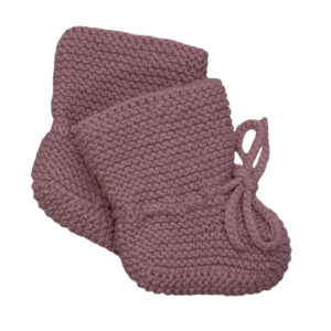 Gebreide Slofjes Mauve Babyslofjes Naturel Newborn Handgemaakt Handgebreid