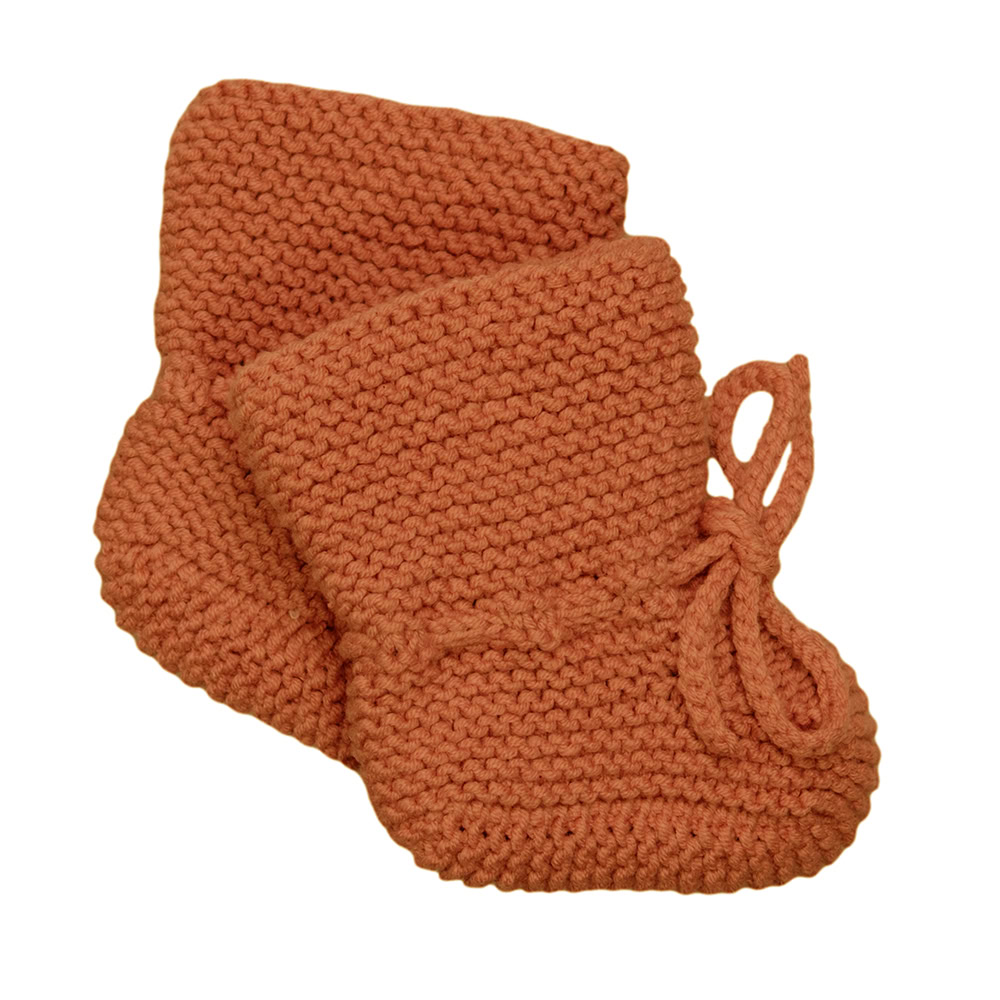 Gebreide Slofjes | Steenrood Gebreide Slofjes Steenrood Babyslofjes Naturel Newborn Handgemaakt Handgebreid