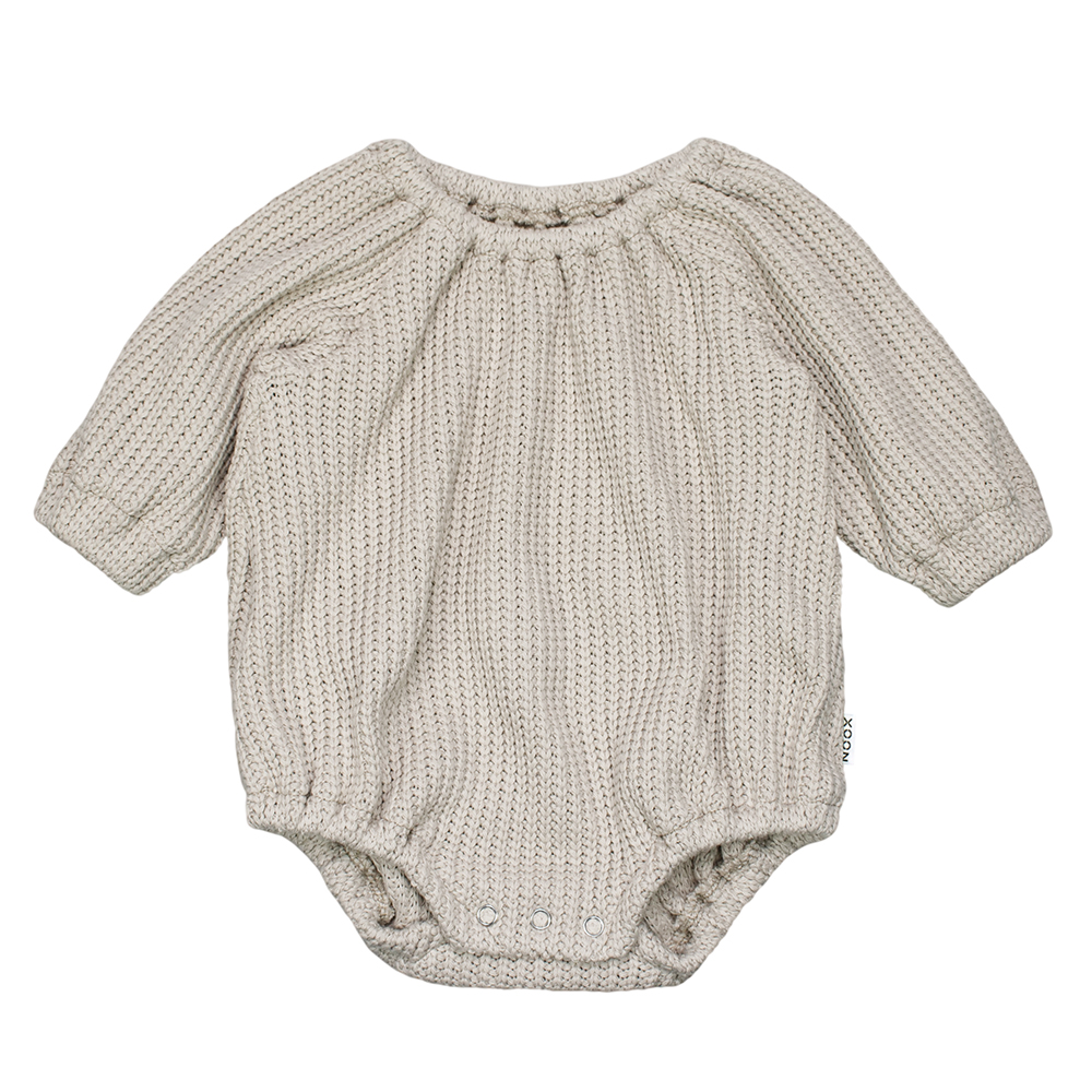 Bubbel Romper Gebreid Katoen Naturel Zand Big Knit Grofgebreid Pakje Babykleding Newbornkleding