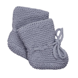 Gebreide Slofjes Grijsblauw Babyslofjes Naturel Newborn Handgemaakt Handgebreid