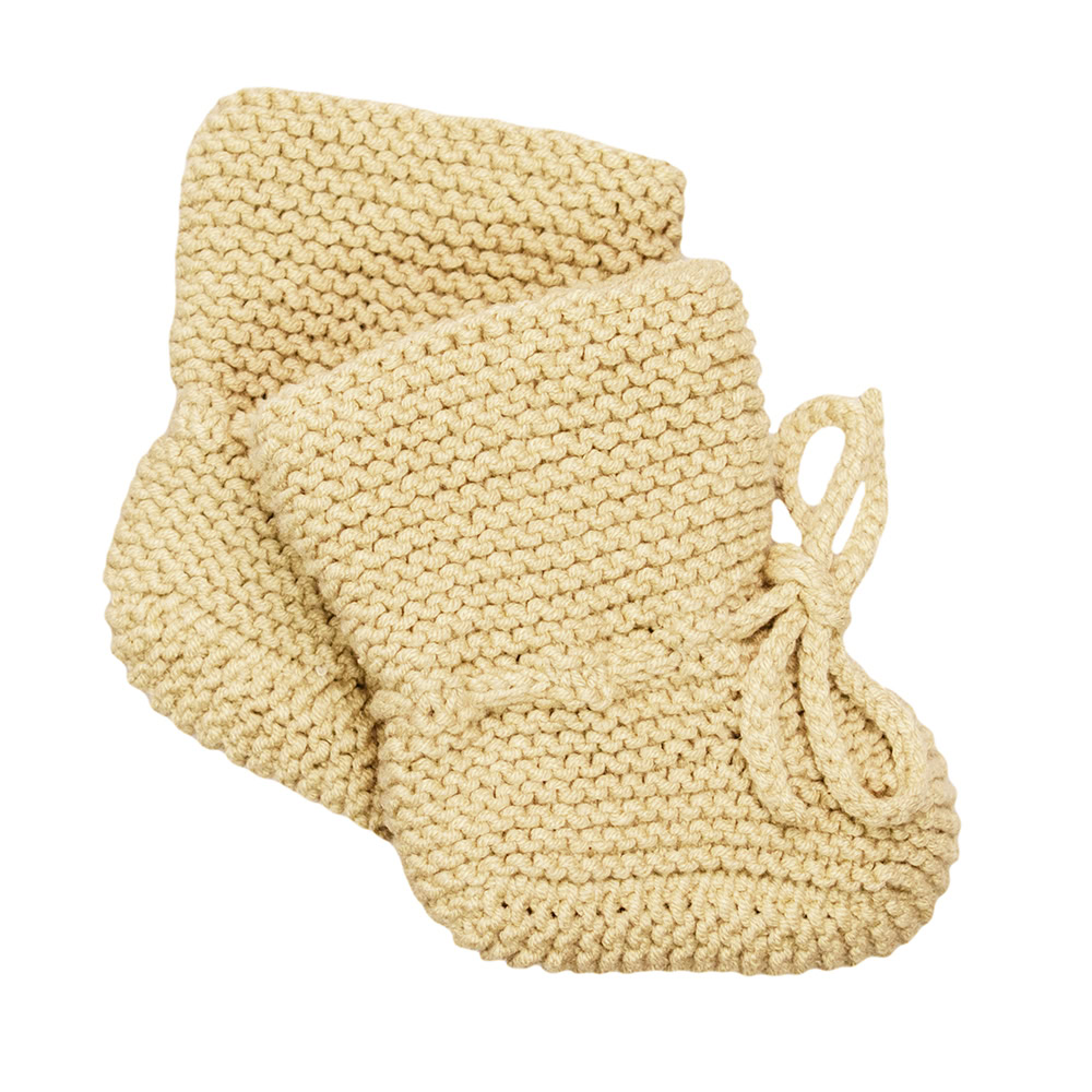 Gebreide Slofjes | Warm Beige Gebreide Slofjes Warm Beige Babyslofjes Naturel Newborn Handgemaakt Handgebreid