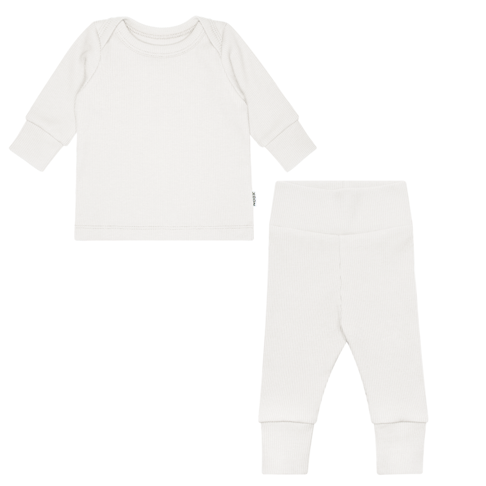 Setje Rib Ecru Babykleding Babysetje Eerste Pakje Geboortepakje Geboortesetje Newbornkleding Handgemaakt Uni Babybasics Wit