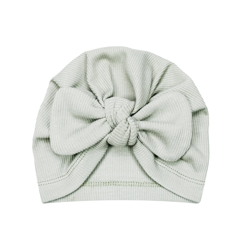 Tulband Mutsje Rib Zacht Mint Groen Handgemaakt Turban Strik Babymutsje Newbornmutsje