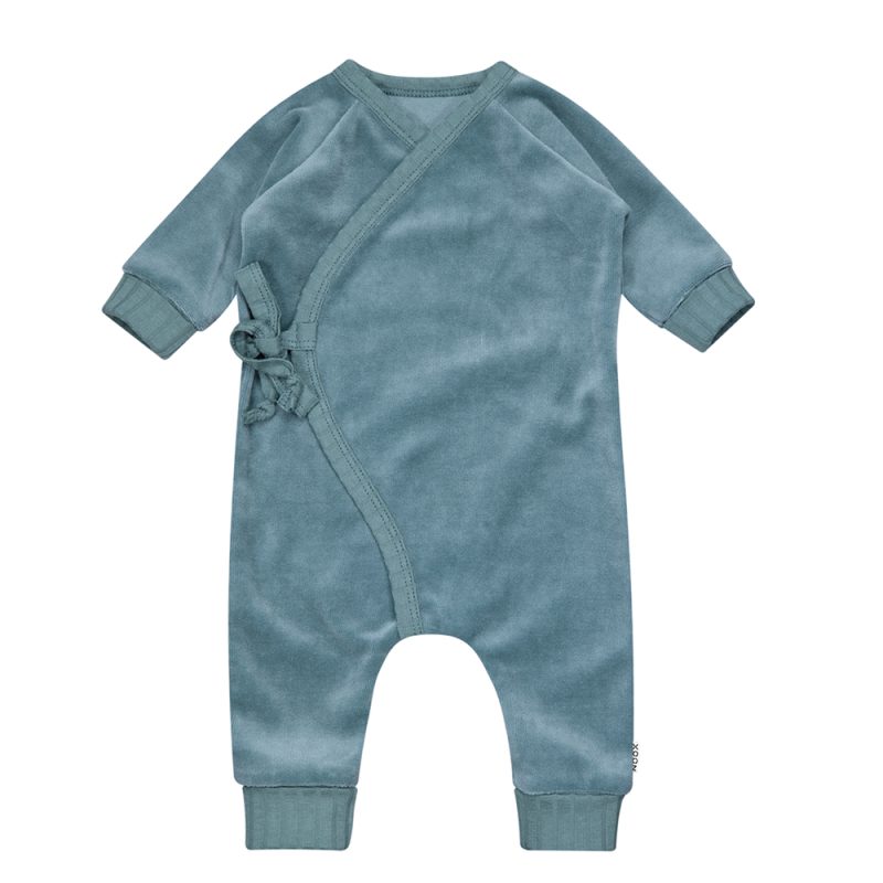 Overslag Boxpakje Velours Oud Blauw Rib Wikkelpakje Newbornpakje Babypakje Handgemaakt