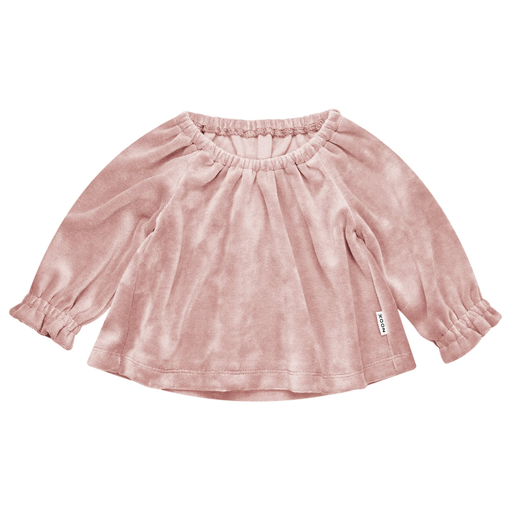 Blouse Top Velours Zacht Roze Babytop Velvet Tuniekje Ruffles Roezels Schattige Babykleding Handgemaakt