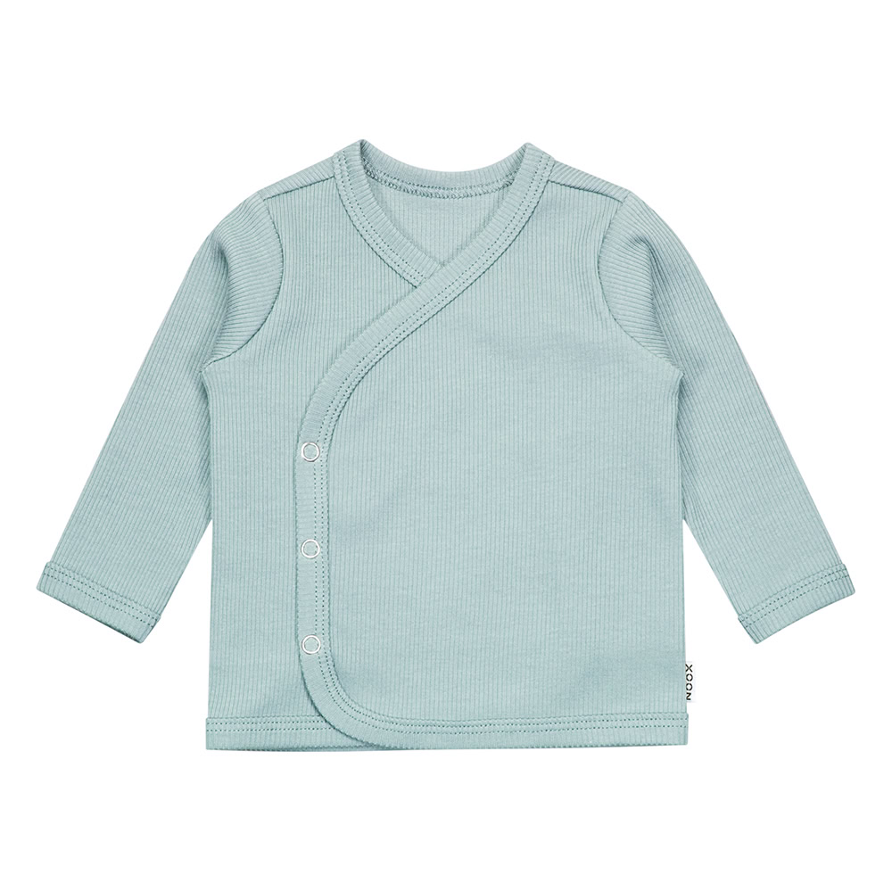 Overslag Shirtje Rib Zee Blauw Newbornshirtje Wikkelshirtje Babyshirtje Newbornkleding Babytruitje Handgemaakt