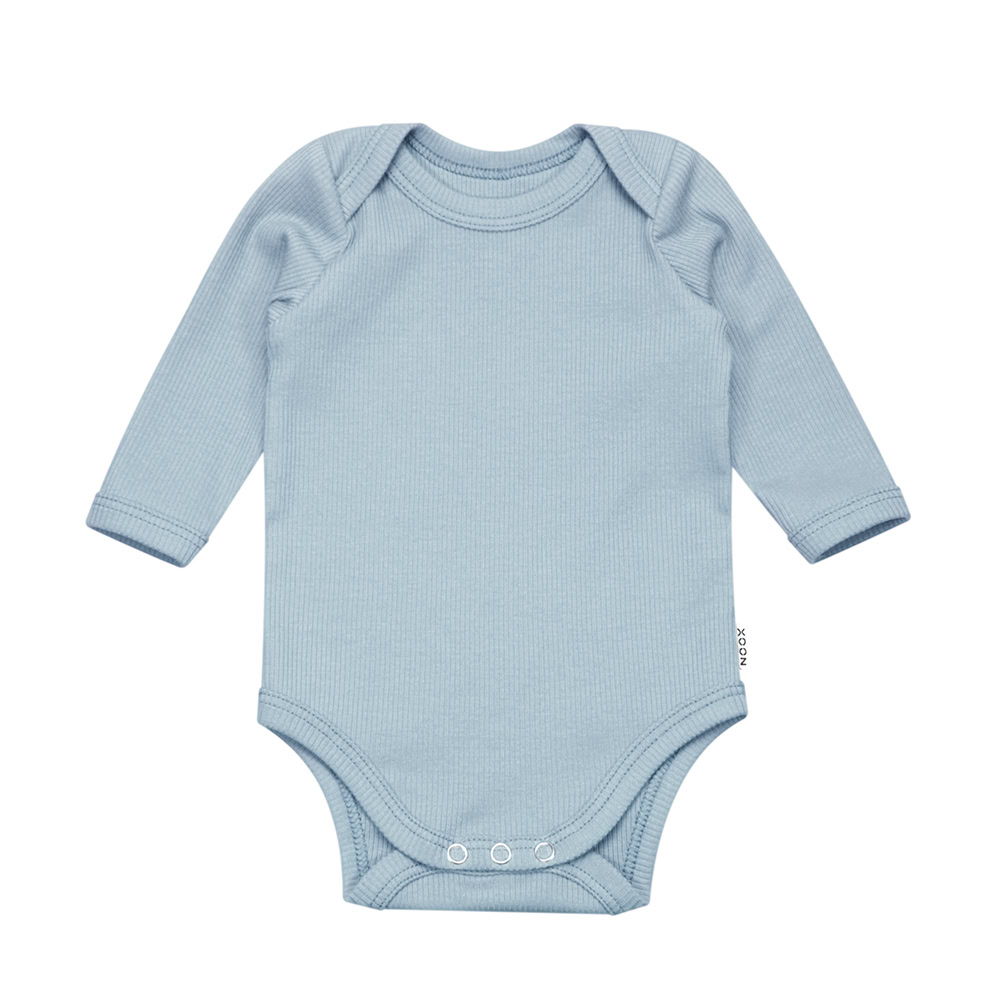 Rompertje Rib Jeans Licht Blauw Handgemaakt Babypakje Newbornromper Dreumes Ribstof Blue Body Babykleding