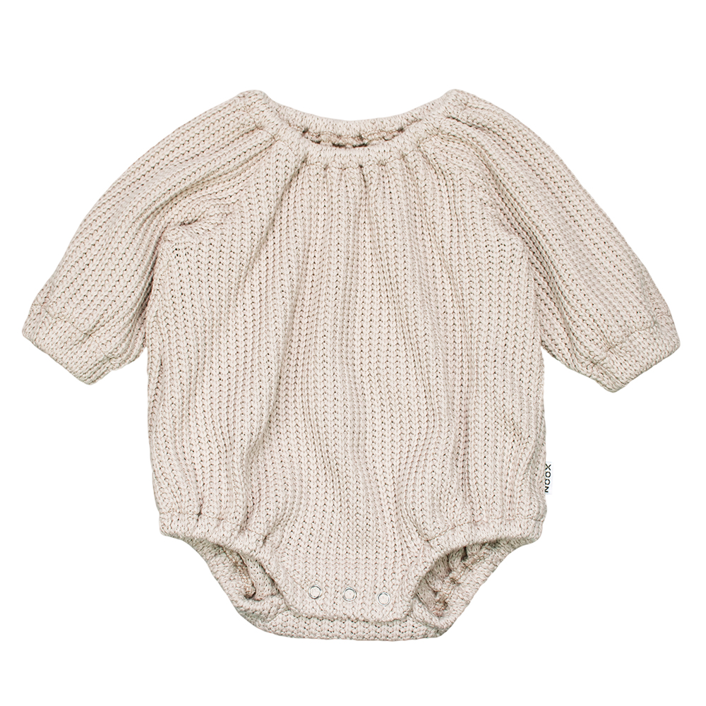 Bubbel Romper Gebreid Katoen Licht Beige Big Knit Grofgebreid Pakje Babykleding Newbornkleding