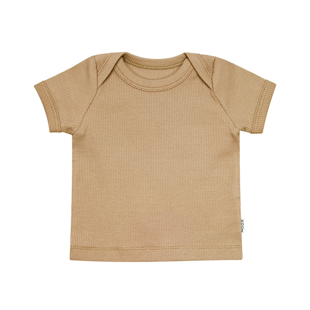 T-Shirtje Rib Camel Babyshirtje Newbornkleding Babykleding Handgemaakt Ribshirt