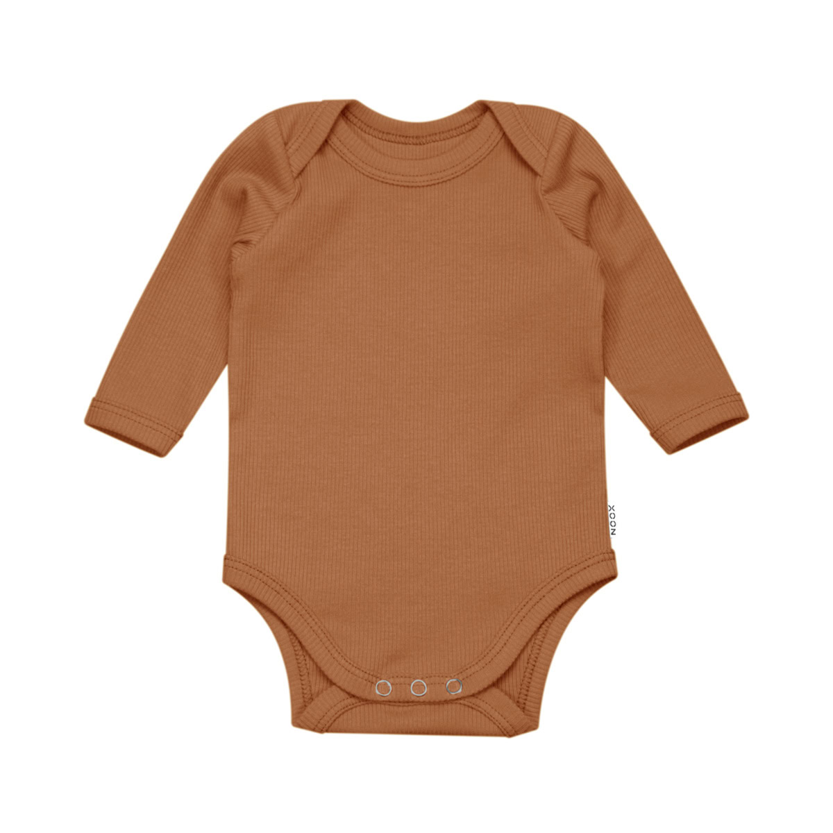 Romper | Rib Cognac handgemaakte romper van katoenen ribtricot