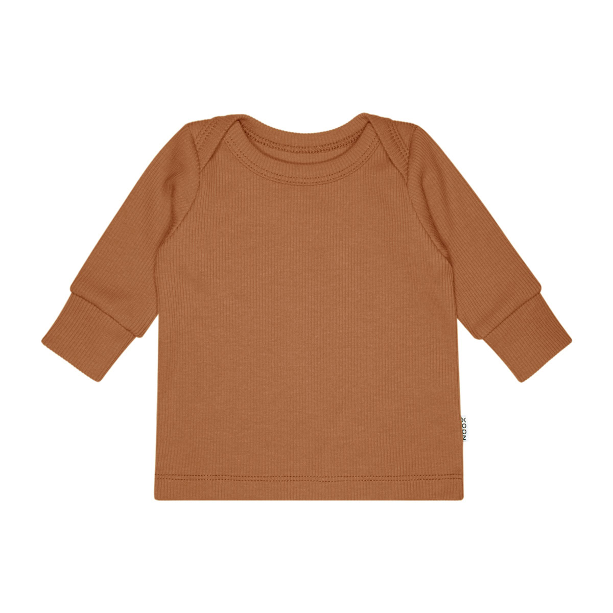 Shirt | Rib Cognac handgemaakt shirt van xooz in katoenen ribtricot