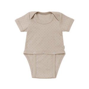 Speciale handgemaakte romper met korte mouwen voor baby's met een gipsbroek.