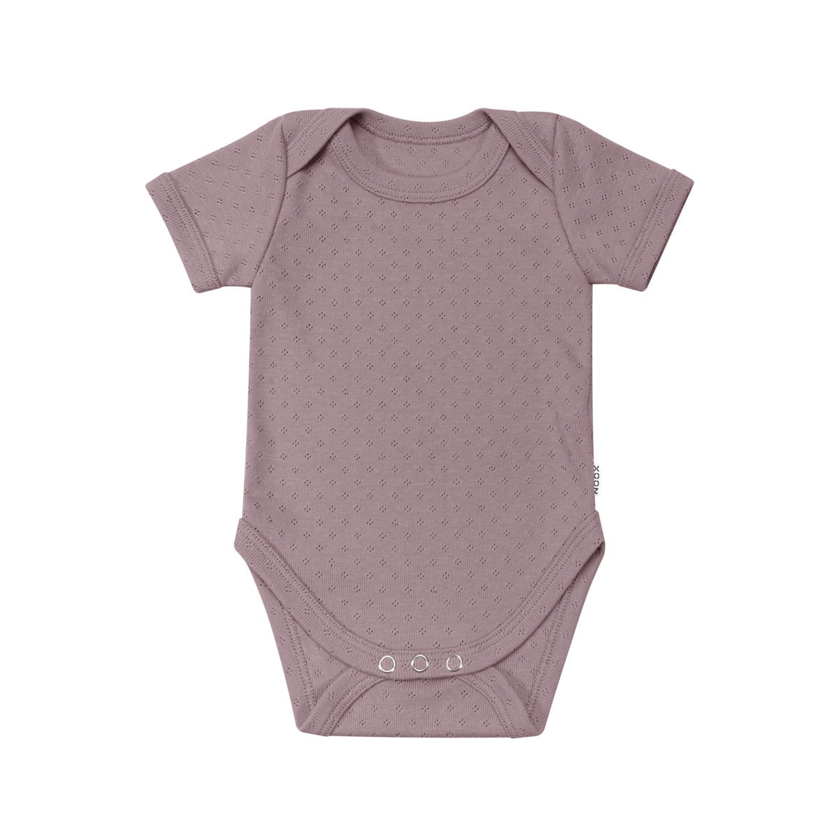 Handgemaakte romper van katoenen ajour in de kleur mauve