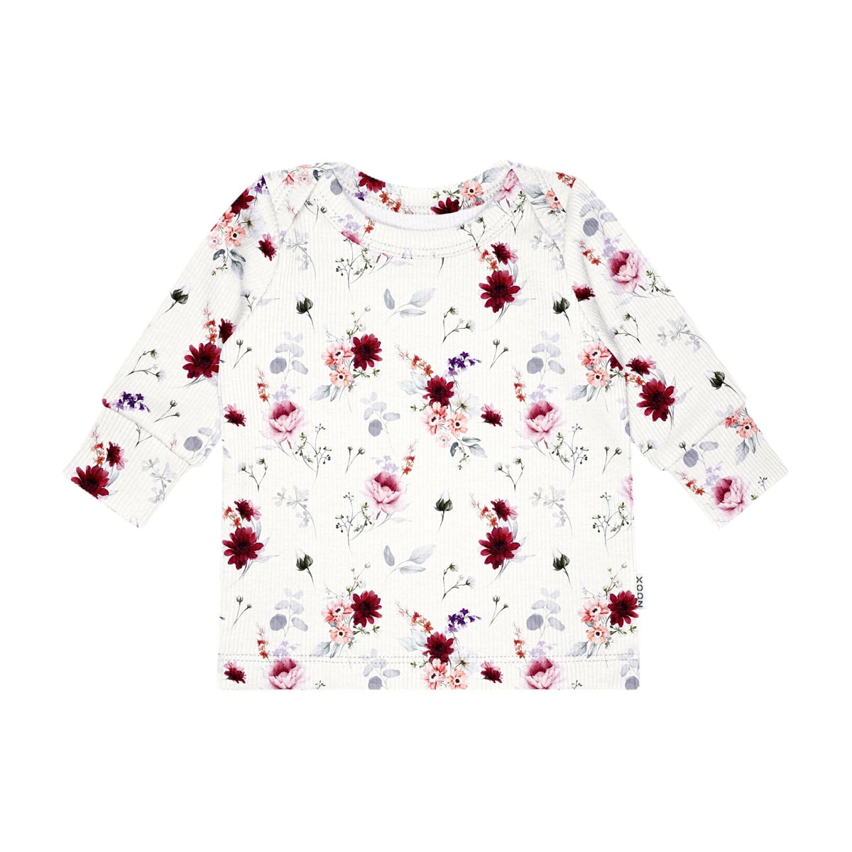 handgemaakt shirtje van ribjersey met bloemenprint
