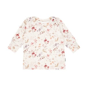 handgemaakt shirtje van ribjersey met bloemenprint