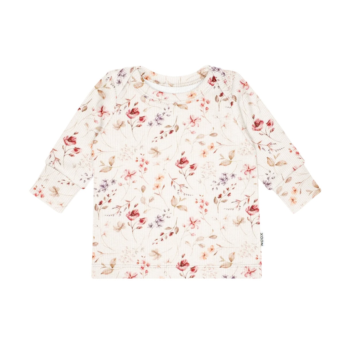 handgemaakt shirtje van ribjersey met bloemenprint